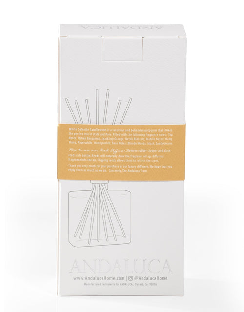 Load image into Gallery viewer, White Selenite &amp; Sandalwood Reed Diffuser by Andaluca Home
