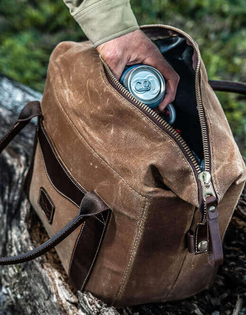 Load image into Gallery viewer, White Wing Waxed Canvas Cooler by Mission Mercantile Leather Goods
