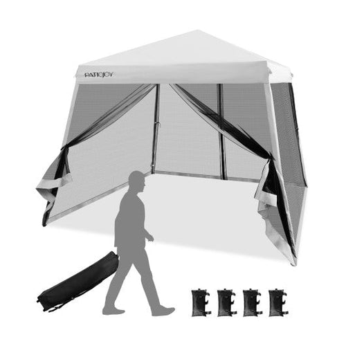 Load image into Gallery viewer, 10 x 10 Feet Pop Up Canopy with with Mesh Sidewalls and Roller Bag-White
