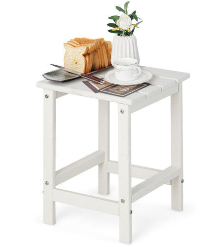 14 Inch Square Weather-Resistant Adirondack Side Table-White