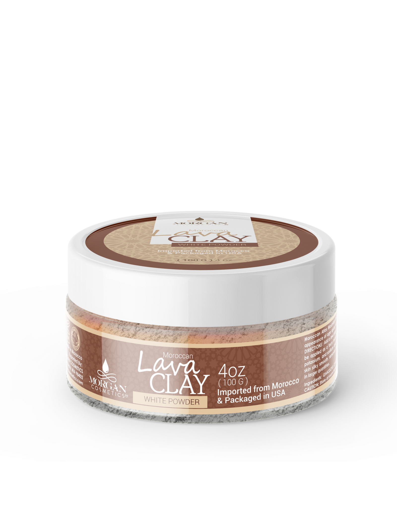 Moroccan White Lava Clay Mask 100 gram by Morgan Cosmetics