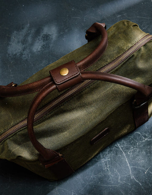 Load image into Gallery viewer, White Wing Waxed Canvas Cooler by Mission Mercantile Leather Goods
