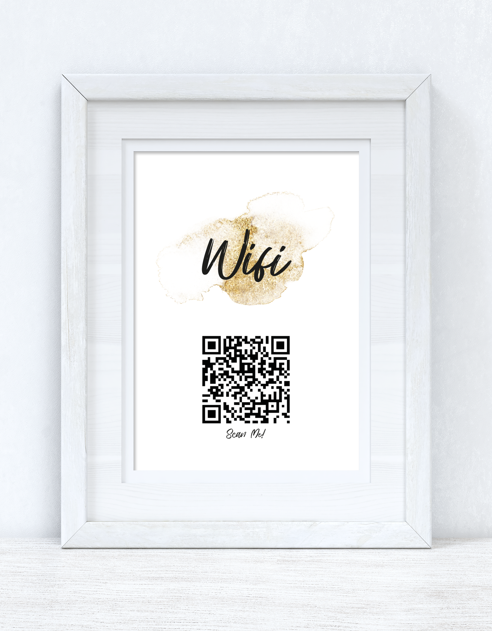 Wifi Gold Splatter Splatter Scan Me! Wifi QR Scan Home Wall Decor Print by WinsterCreations™ Official Store