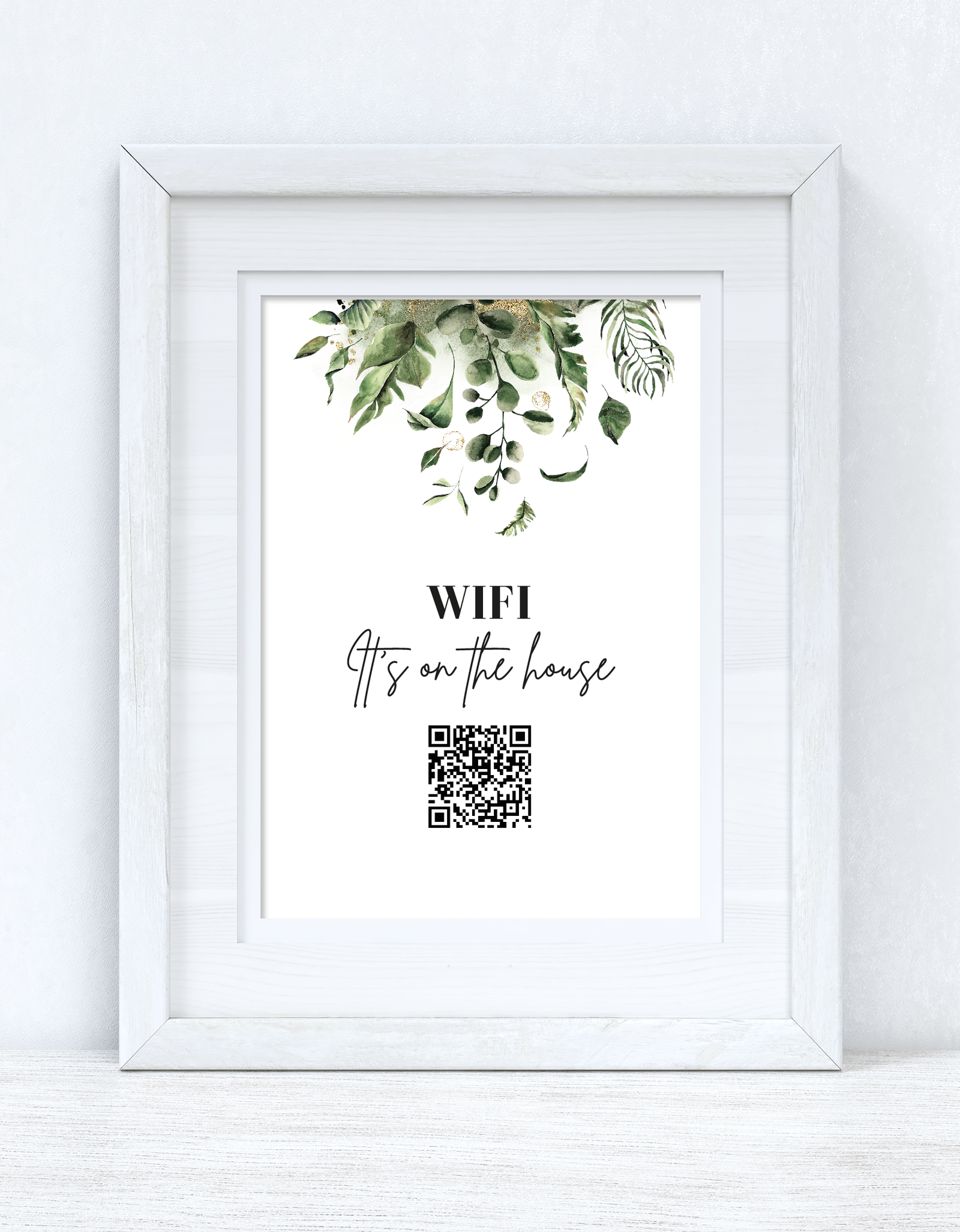 Wifi It's On The House Greenery Wifi QR Scan Home Wall Decor Print by WinsterCreations™ Official Store