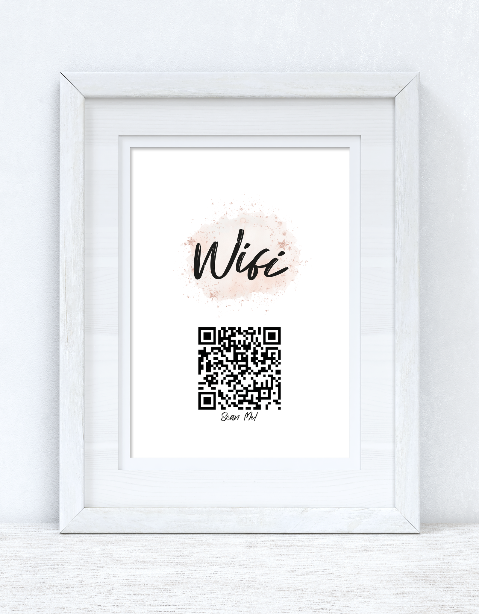 Wifi Rose Gold Pink Splatter Scan Me! Wifi QR Scan Home Wall Decor Print by WinsterCreations™ Official Store