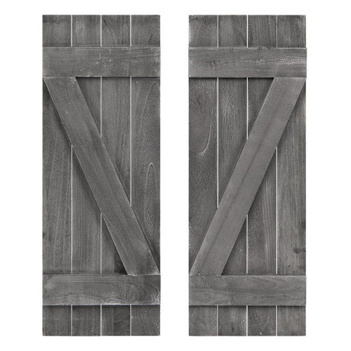 Load image into Gallery viewer, 36 x 13 Inch Farmhouse Paulownia Wood Window Shutters Set of 2 for Windows-Dark Gray

