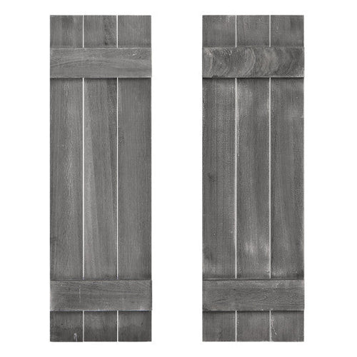 Load image into Gallery viewer, 36 x 11 Inch Farmhouse Paulownia Wood Window Shutters Set of 2 for Windows-Dark Gray
