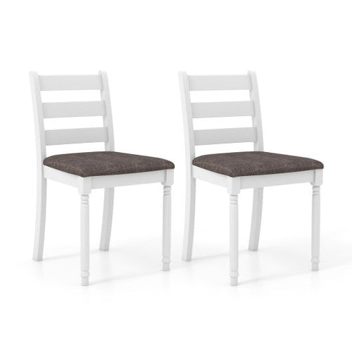 Load image into Gallery viewer, Set of 2 Rubber Wood Dining Chairs with Upholstered Seat-White
