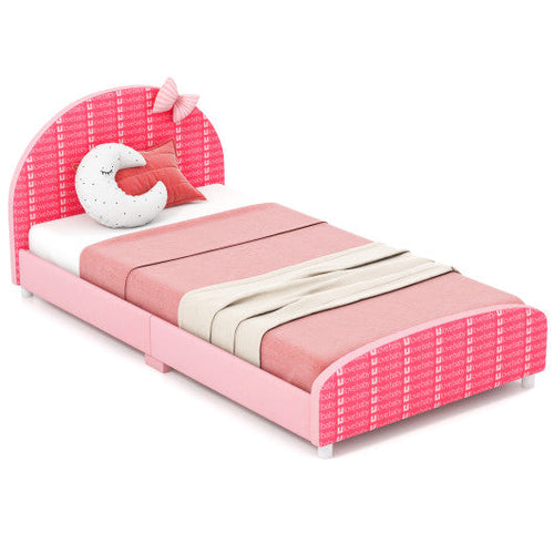 Load image into Gallery viewer, Wood Upholstered Twin Bed Platform with Slat Support-Pink
