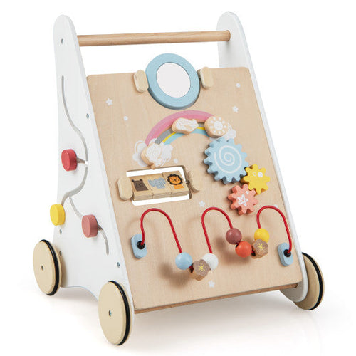 Load image into Gallery viewer, Wooden Baby Walker with Multiple Activities Center for Over 1 Year Old-White
