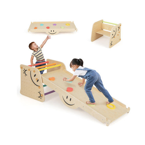 Load image into Gallery viewer, Wooden Climbing Toy Triangle Climber Set with Seesaw-Multicolor
