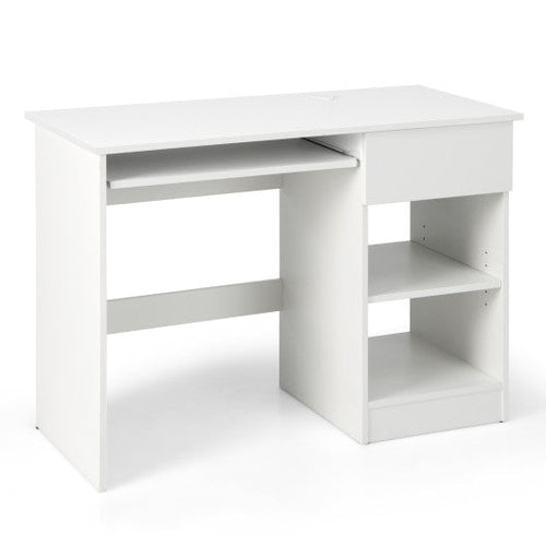 Load image into Gallery viewer, Wooden Computer Desk with CPU Stand-White

