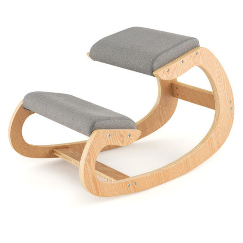 Load image into Gallery viewer, Wooden Rocking Chair with Comfortable Padded Seat Cushion and Knee Support-Gray
