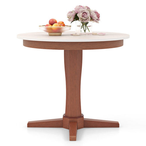 Load image into Gallery viewer, 35 Inches Wooden Round Dining Table with Pedestal Base-White
