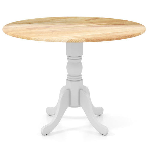 Load image into Gallery viewer, Wooden Dining Table with Round Tabletop and Curved Trestle Legs-Natural &amp; White
