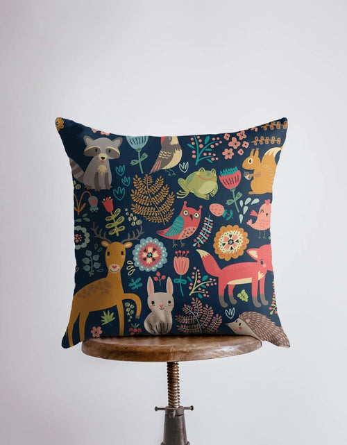 Load image into Gallery viewer, Woodlands | Pillow Cover | Throw Pillow | Home Decor | Pillow | Art Pillow | Animals | Cute Animals | Fun Pillow Design | Kids Accent Pillow by UniikPillows
