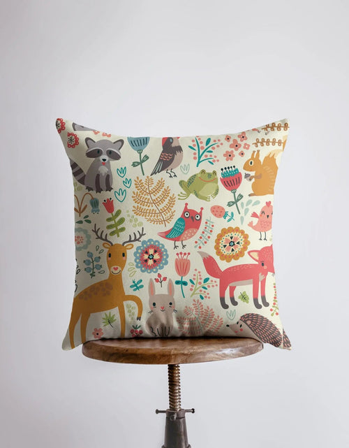 Load image into Gallery viewer, Woodlands | Pillow Cover | Throw Pillow | Home Decor | Pillow | Art Pillow | Animals | Cute Animals | Fun Pillow Design | Kids Accent Pillow by UniikPillows
