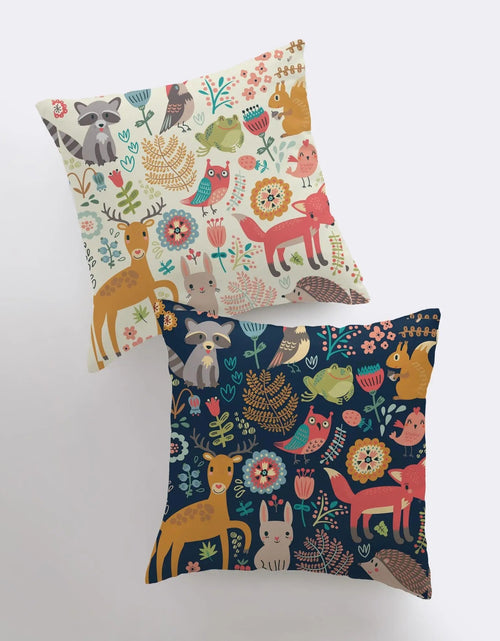 Load image into Gallery viewer, Woodlands | Pillow Cover | Throw Pillow | Home Decor | Pillow | Art Pillow | Animals | Cute Animals | Fun Pillow Design | Kids Accent Pillow by UniikPillows
