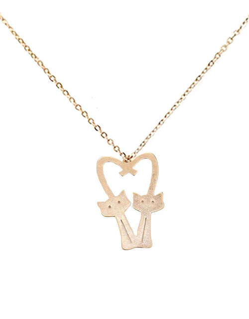 Load image into Gallery viewer, Brass Metal Cats Heart Pendant Necklace by Madeline Love
