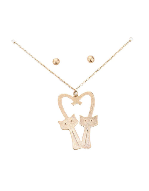 Load image into Gallery viewer, Brass Metal Cats Heart Pendant Necklace by Madeline Love
