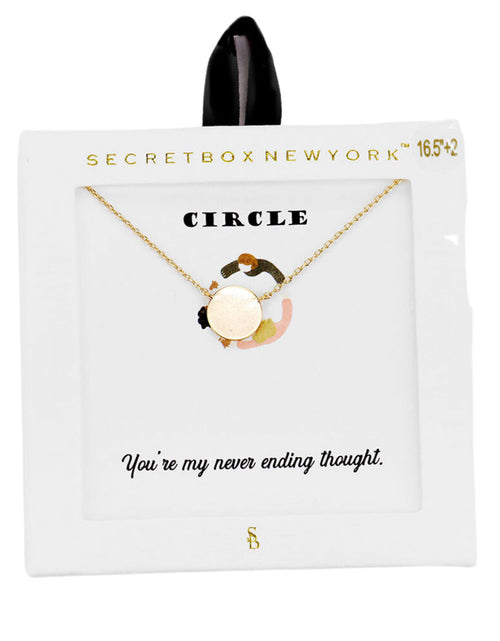 Load image into Gallery viewer, Secret Box Metal Circle Pendant Necklace by Madeline Love

