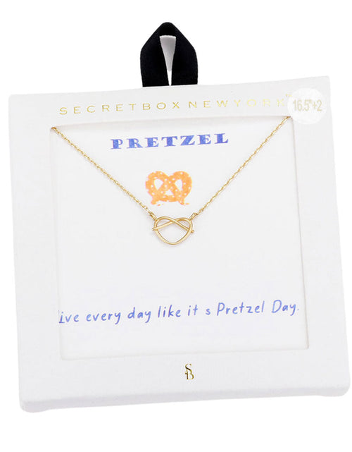 Load image into Gallery viewer, Secret Box Metal Pretzel Pendant Necklace by Madeline Love
