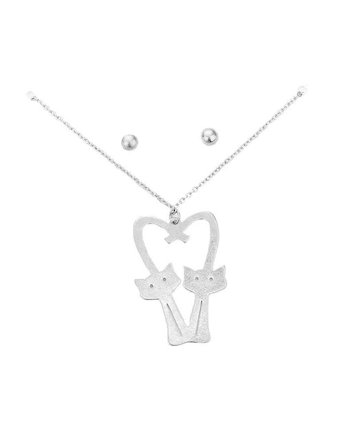 Load image into Gallery viewer, Brass Metal Cats Heart Pendant Necklace by Madeline Love
