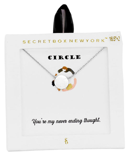 Load image into Gallery viewer, Secret Box Metal Circle Pendant Necklace by Madeline Love
