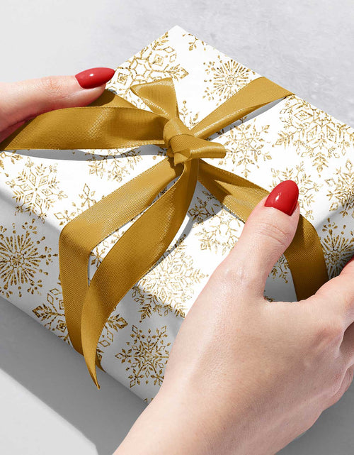 Load image into Gallery viewer, Holographic Snowflakes Christmas Gift Wrap by Present Paper
