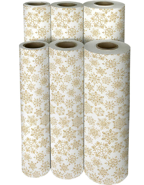 Load image into Gallery viewer, Holographic Snowflakes Christmas Gift Wrap by Present Paper
