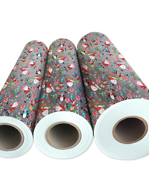 Load image into Gallery viewer, Santa &amp; Snowmen Christmas Gift Wrap by Present Paper
