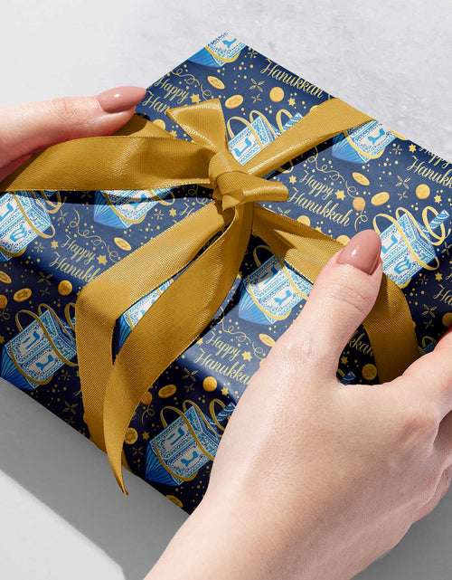 Load image into Gallery viewer, Hanukkah Dreidel Gift Wrap by Present Paper
