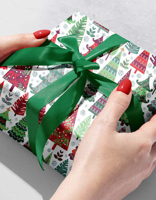 Load image into Gallery viewer, Holographic Trees Christmas Gift Wrap by Present Paper
