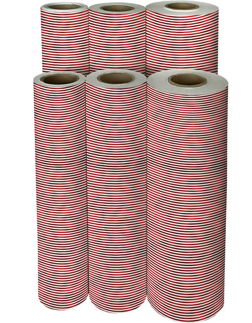 Load image into Gallery viewer, Red &amp; White Stripe Christmas Gift Wrap by Present Paper
