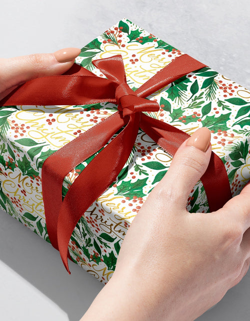 Load image into Gallery viewer, Merry Christmas Gold Foil Gift Wrap by Present Paper
