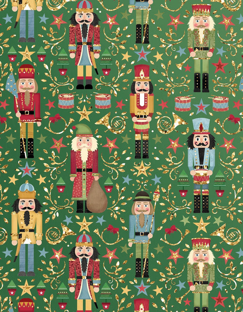 Load image into Gallery viewer, Sparkling Nutcracker Holographic Christmas Gift Wrap by Present Paper
