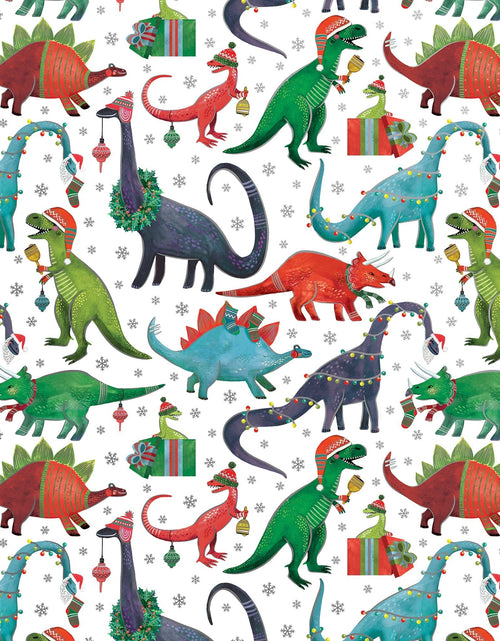 Load image into Gallery viewer, Decked Out Dinosaur Christmas Gift Wrap by Present Paper
