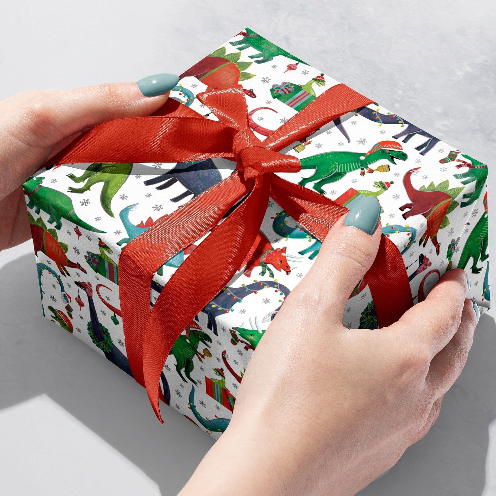 Decked Out Dinosaur Christmas Gift Wrap by Present Paper