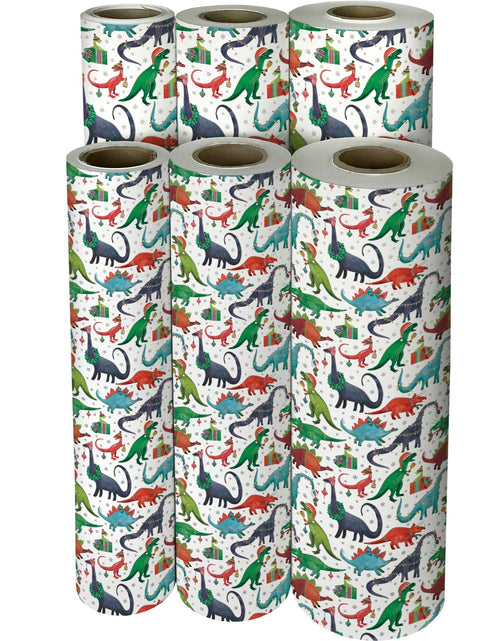 Load image into Gallery viewer, Decked Out Dinosaur Christmas Gift Wrap by Present Paper
