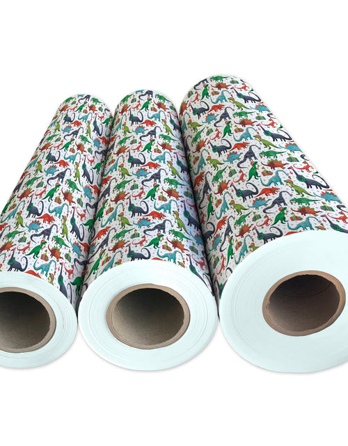 Load image into Gallery viewer, Decked Out Dinosaur Christmas Gift Wrap by Present Paper
