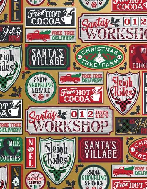 Load image into Gallery viewer, Santa Signs Gold Christmas Gift Wrap by Present Paper

