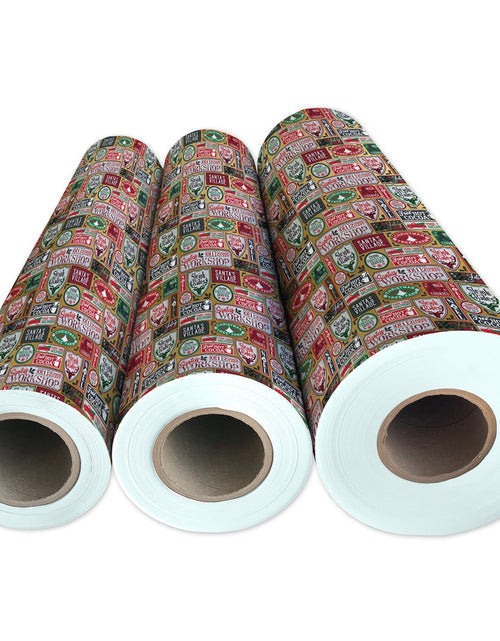 Load image into Gallery viewer, Santa Signs Gold Christmas Gift Wrap by Present Paper
