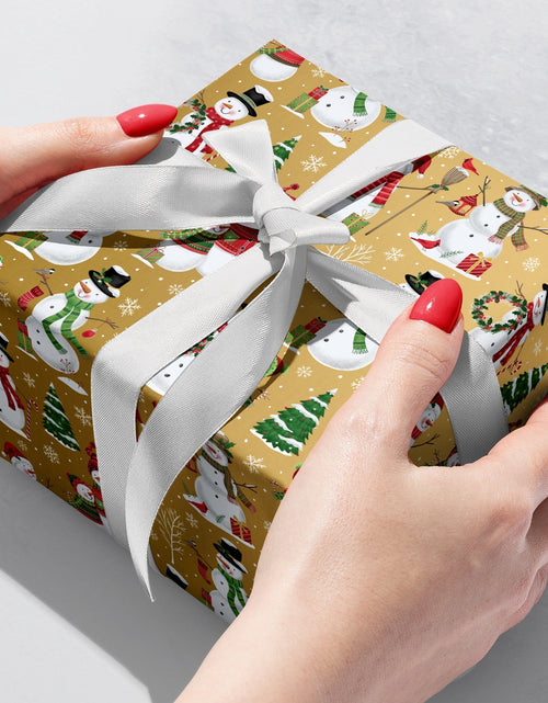 Load image into Gallery viewer, Snowman Family Christmas Gift Wrap by Present Paper
