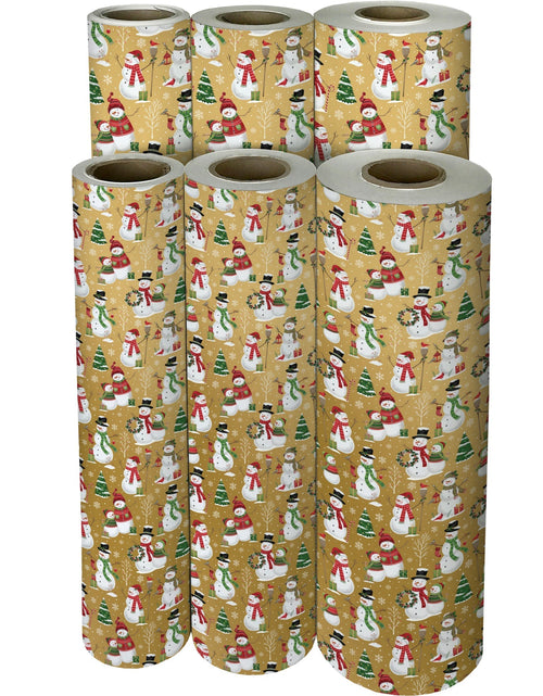 Load image into Gallery viewer, Snowman Family Christmas Gift Wrap by Present Paper
