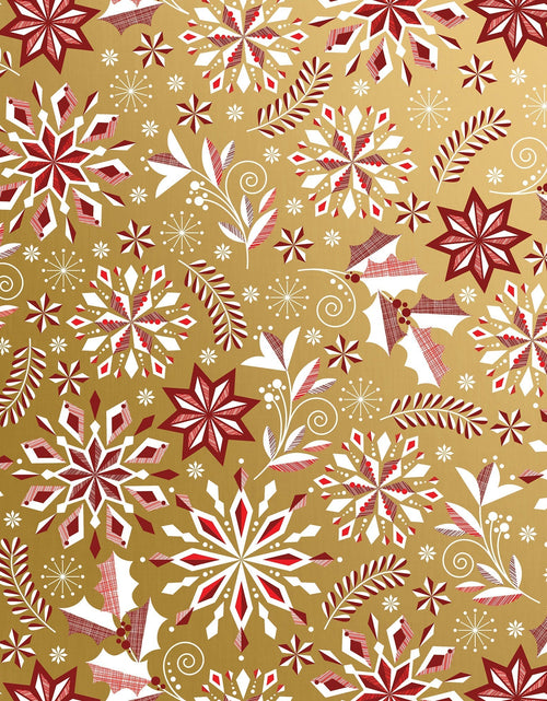 Load image into Gallery viewer, Merriment Gold Christmas Gift Wrap by Present Paper
