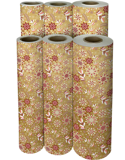 Load image into Gallery viewer, Merriment Gold Christmas Gift Wrap by Present Paper
