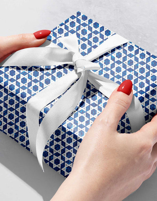 Load image into Gallery viewer, Shield of David Hanukkah Gift Wrap by Present Paper
