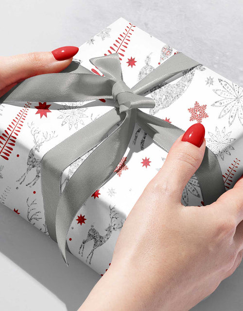 Load image into Gallery viewer, Holographic Reindeer Christmas Gift Wrap by Present Paper
