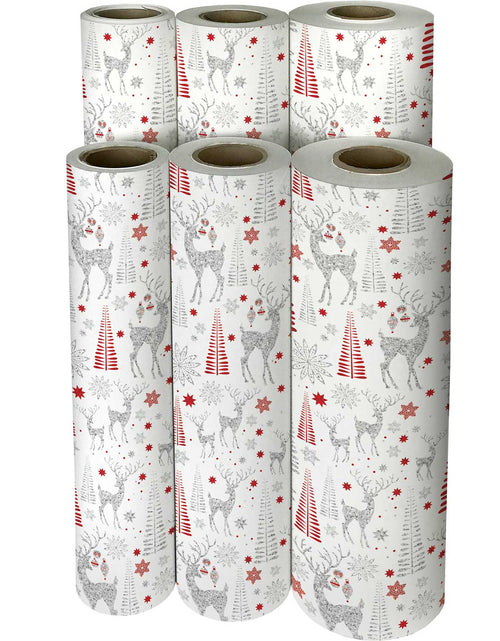 Load image into Gallery viewer, Holographic Reindeer Christmas Gift Wrap by Present Paper
