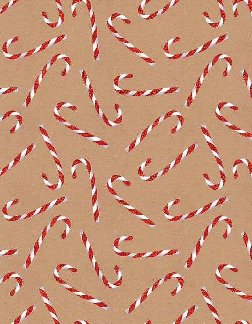 Load image into Gallery viewer, Kraft Candy Cane Christmas Gift Wrap by Present Paper
